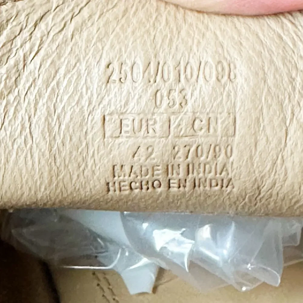 Zara Cream Leather Horsebit Loafers Gold Buckle Flat Shoes EUR 42 US Womens 11